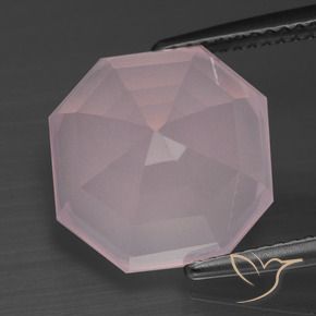Quartz rose Rose naturelle Octogone / coupe Émeraude, 9.81 ct, Transparent