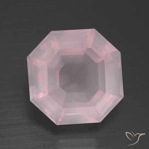 9.38ct Naturel Rose bubblegum Quartz Rose, Taille émeraude, Transparent