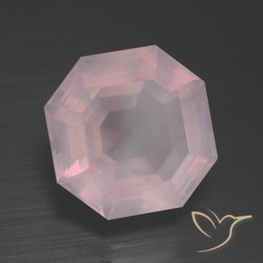 Quartz rose Rose bubblegum naturelle Octogone / coupe Émeraude, 9.38 ct, Transparent