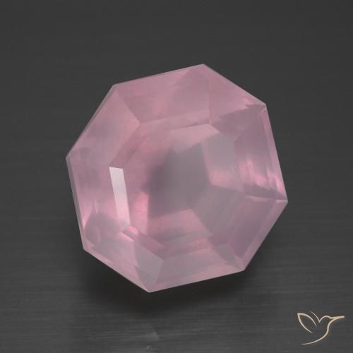 Quartz rose Rose naturelle Octogone / coupe Émeraude, 10.63 ct, Transparent