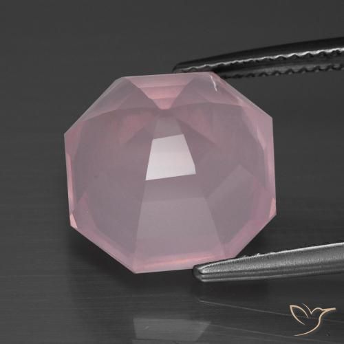Quartz rose Rose naturelle Octogone / coupe Émeraude, 10.63 ct, Transparent