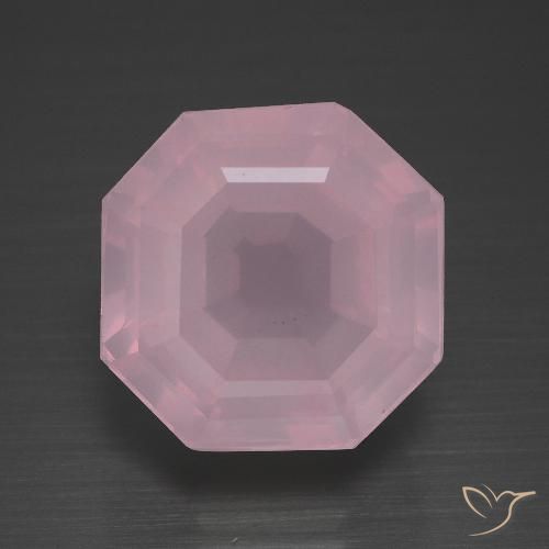 11.40ct Naturel Rose Quartz Rose, Taille émeraude, Transparent