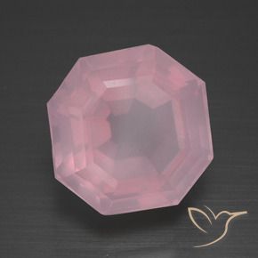 Quartz rose Rose naturelle Octogone / coupe Émeraude, 11.40 ct, Transparent