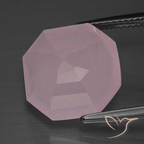 Quartz rose Rose naturelle Octogone / coupe Émeraude, 12.09 ct, Transparent