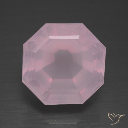 13.08ct Naturel Rose cerise léger Quartz Rose, Taille émeraude, Transparent
