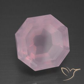 Quartz rose Rose cerise léger naturelle Octogone / coupe Émeraude, 13.08 ct, Transparent