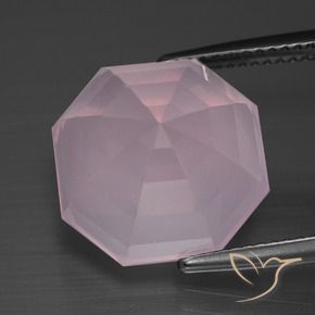 Quartz rose Rose cerise léger naturelle Octogone / coupe Émeraude, 13.08 ct, Transparent