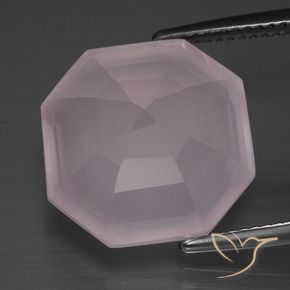 Quartz rose Rose clair naturelle Octogone / coupe Émeraude, 14.67 ct, Transparent