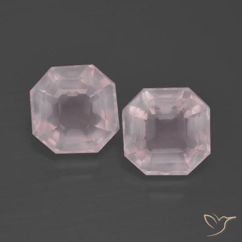 5.03ctw Naturel Rose très clair Quartz Rose, Taille émeraude, Transparent