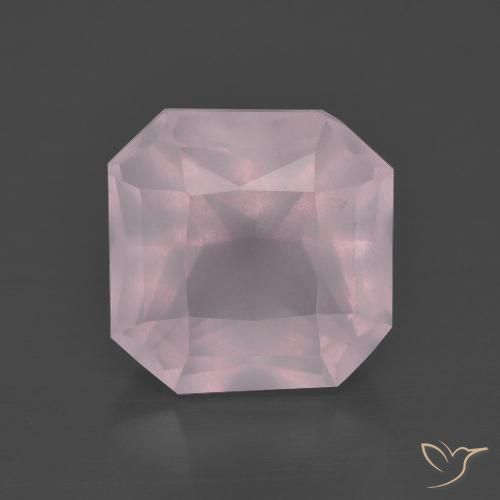 Quartz Rose Rose clair naturelle Taille émeraude, 4.94 ct, Transparent