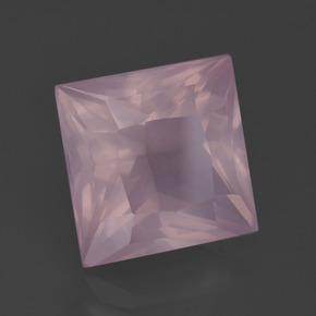 Quartz rose rose naturelle carré, 6,31 ct, transparent
