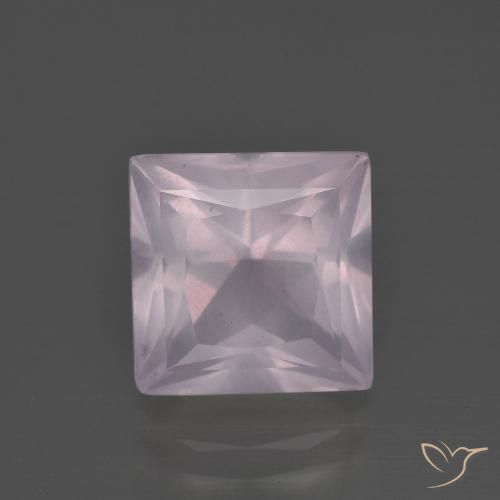 Quartz rose rose naturelle carré, 4,68 ct, transparent
