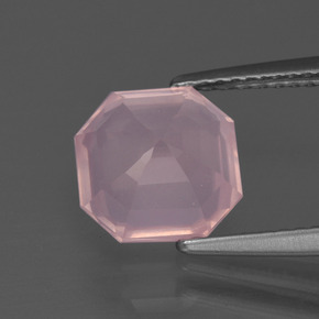 Quartz rose rose naturelle taille émeraude, 2,79 ct, transparent