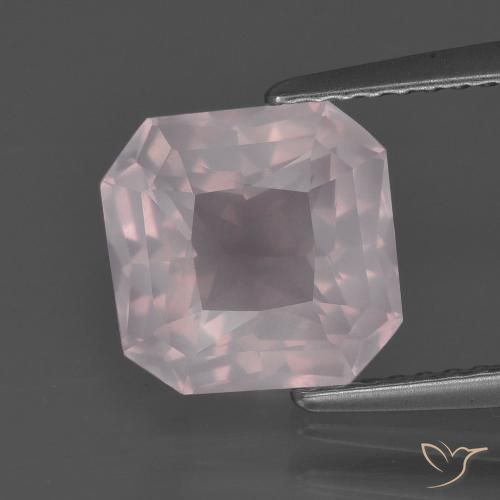 2.79ct Naturel Rose léger Quartz rose, Taille émeraude, Transparent