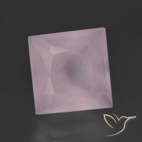 Quartz rose Rose bubblegum naturelle Carré, 4.96 ct, Transparent