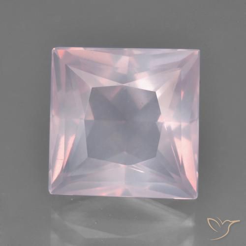 Quartz Rose Rose clair naturelle Carré, 5.34 ct, Transparent