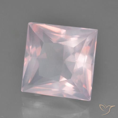 Quartz Rose Rose clair naturelle Carré, 5.34 ct, Transparent