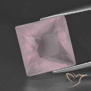 Quartz rose rose naturelle carré, 5,56 ct, transparent