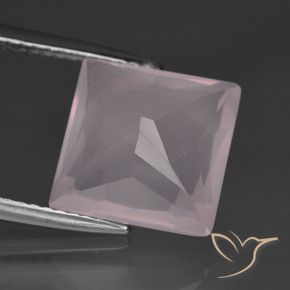 Quartz rose rose naturelle carré, 5,56 ct, transparent