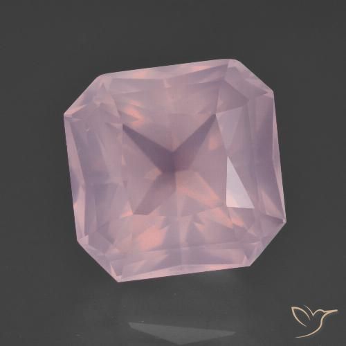 9.50ct Naturel Rose rosé moyen Quartz Rose, Taille émeraude, Transparent