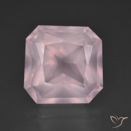8.55ct Naturel Rose léger Quartz Rose, Taille émeraude, Transparent