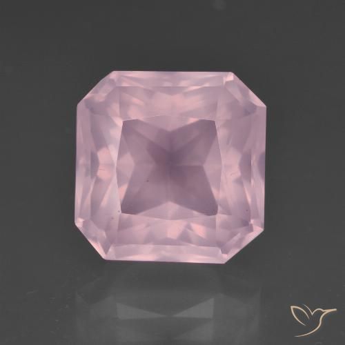 7.57ct Naturel Rose rosé moyen Quartz Rose, Taille émeraude, Transparent