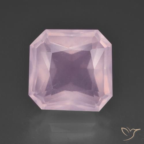 7.37ct Naturel Rose cerise léger Quartz Rose, Taille émeraude, Transparent