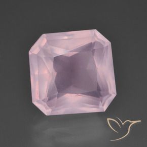 Quartz rose Rose cerise léger naturelle Octogone / coupe Émeraude, 7.37 ct, Transparent