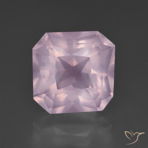 6.87ct Naturel Rose clair Quartz Rose, Taille émeraude, Transparent