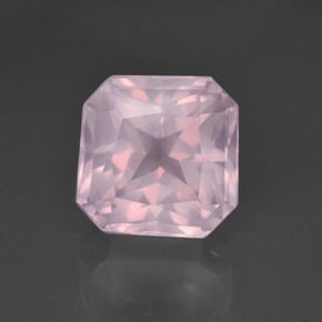 Quartz rose rose naturelle taille émeraude, 6,18 ct, transparent