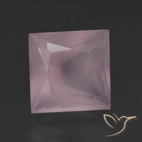 Quartz rose Rose rosé moyen naturelle Carré, 7.40 ct, Transparent