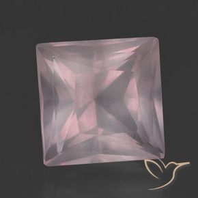Quartz rose Rose clair naturelle Carré, 8.10 ct, Transparent