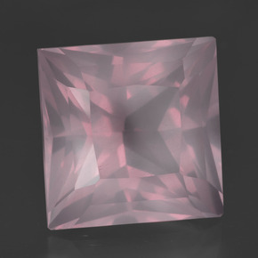 Quartz rose rose naturelle carré, 16,77 ct, transparent