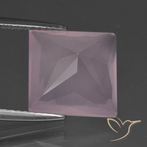 Quartz rose Rose rosé moyen naturelle Carré, 6.94 ct, Transparent