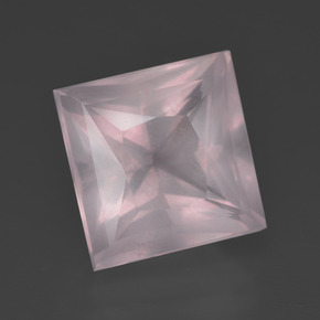 Quartz rose rose naturelle carré, 7,81 ct, transparent