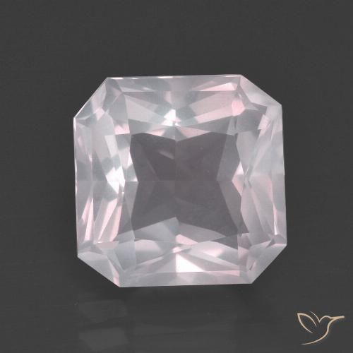 Quartz Rose Blanc Rosâtre naturelle Taille émeraude, 4.81 ct, Transparent