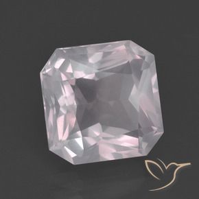 Quartz Rose Blanc Rosâtre naturelle Taille émeraude, 4.81 ct, Transparent