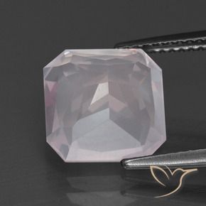 Quartz Rose Blanc Rosâtre naturelle Taille émeraude, 4.81 ct, Transparent