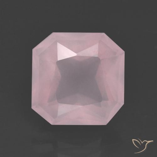 5.34ct Naturel Rose léger Quartz Rose, Taille émeraude, Transparent