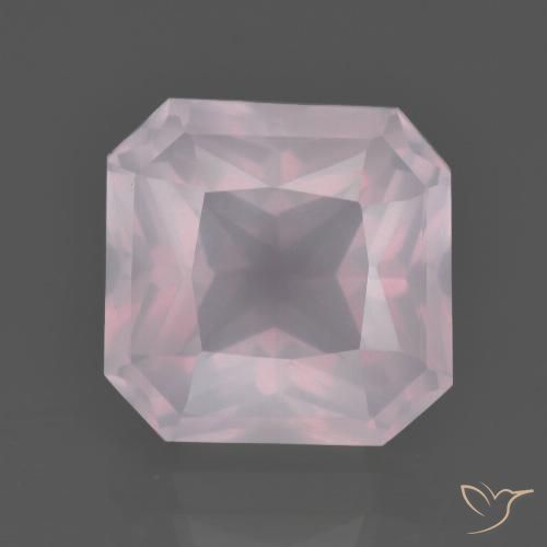 7.44ct Naturel Rose léger Quartz Rose, Taille émeraude, Transparent