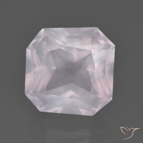 6.14ct Naturel Rose rosé très clair Quartz Rose, Taille émeraude, Transparent