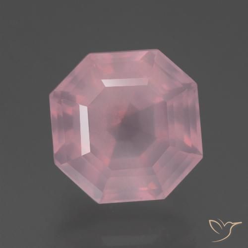 5.57ct Naturel Rose rosé moyen Quartz Rose, Taille émeraude, Transparent