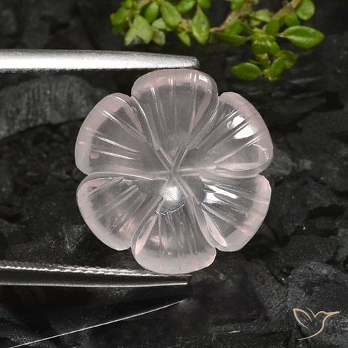 9.58ct Naturel Blanc Quartz Rose, Taille Fleur, Transparent