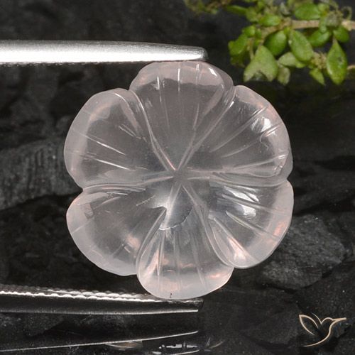 9.52ct Naturel Rose clair Quartz Rose, Taille Fleur, Transparent