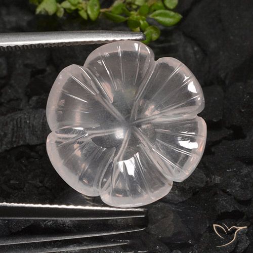 12.01ct Naturel Flamant rose Quartz Rose, Taille Fleur, Transparent