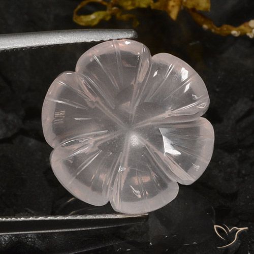 10.56ct Naturel Flamant rose Quartz rose, Taille Fleur, Transparent