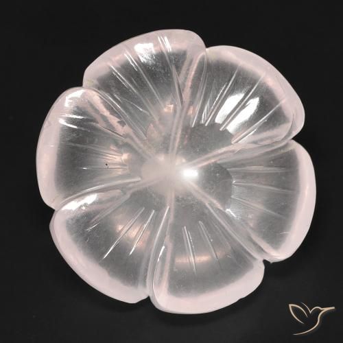 15.54ct Naturel Flamant rose Quartz Rose, Taille Fleur, Transparent