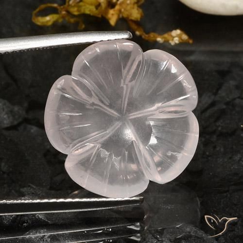 12.37ct Naturel Blanc Quartz Rose, Taille Fleur, Transparent