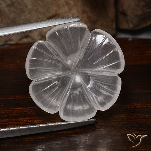 9.90ct Naturel Blanc Quartz Rose, Taille Fleur, Transparent