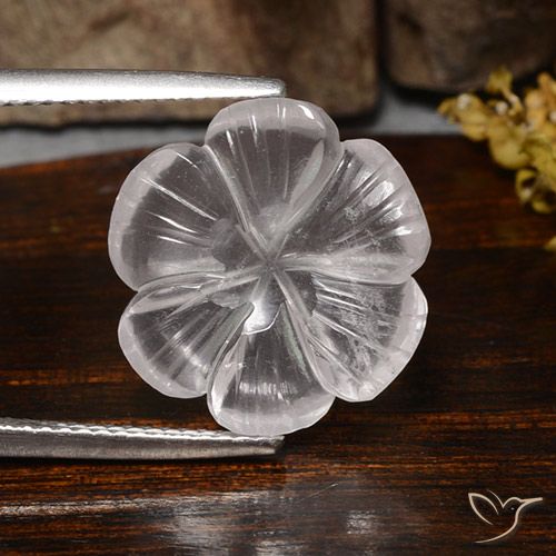 6.26ct Naturel Blanc Quartz Rose, Taille Fleur, Transparent